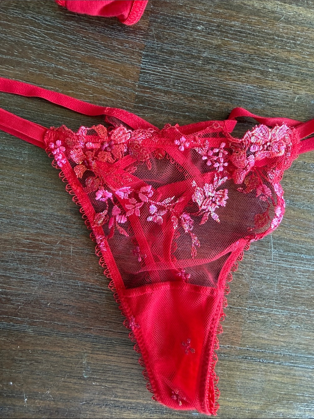 Victoria's Secret Red Ruffle & Embroidered Bikini Pieces - Picture 3 of 5